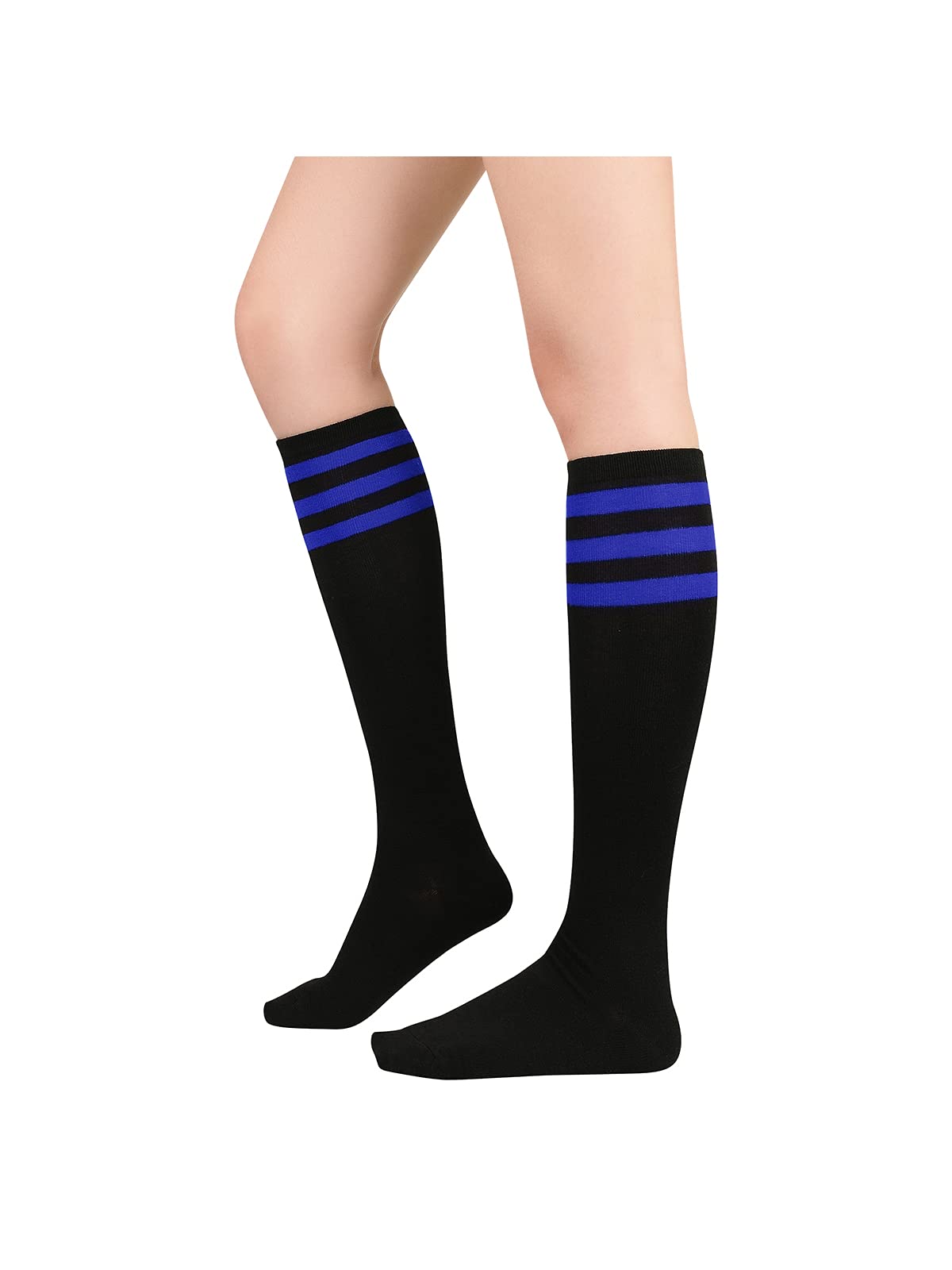 Century Star Knee High Striped Socks for Women - Long Thin Tube Sports Thigh High Socks Tall Stockings