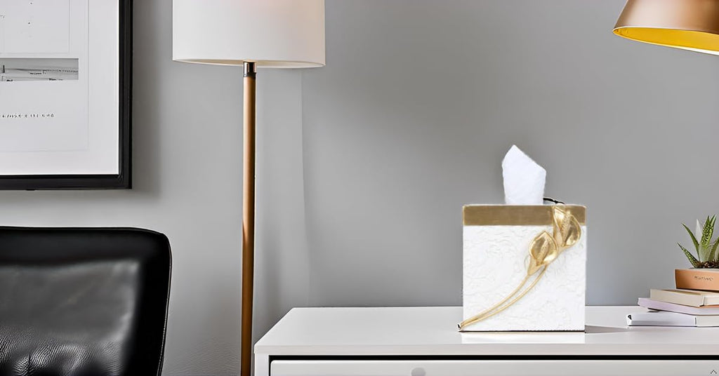 Hymmah Square Tissue Box Cover Holder with Tray,Unique Cube Design Tissue Dispenser Cover Decor for Vanity Counter Tops Also Great for Bedroom and Living Room