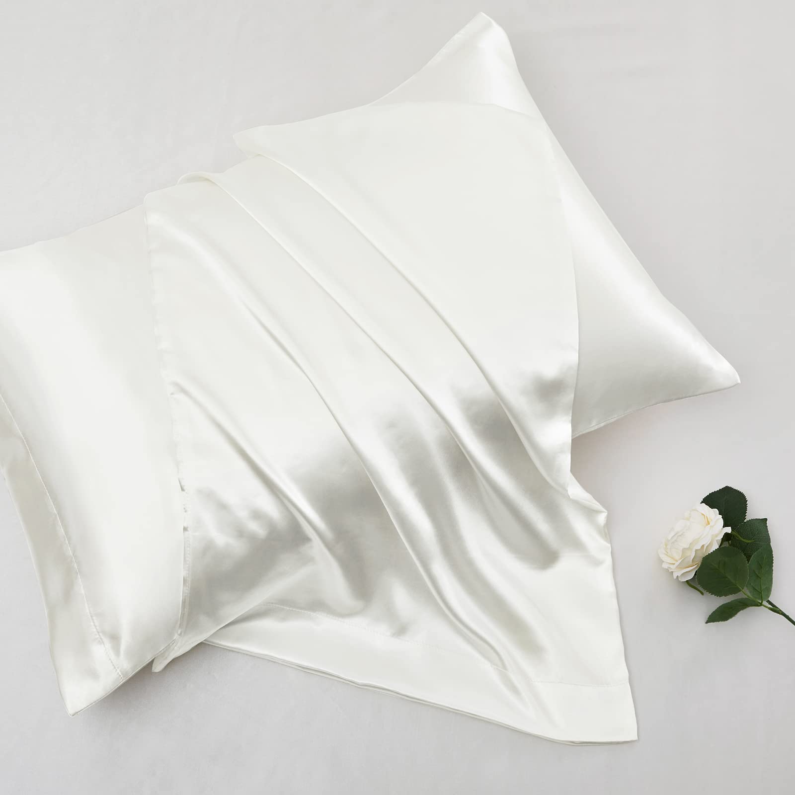 Vonty Extra Deep Pocket Full Sheet Sets - Cooling & Silky Satin Full Size Sheets with 18-24 Inch Deep Pocket, Black Satin Bed Sheets Fit Up to 24" Deep Mattress - 4 Piece Set