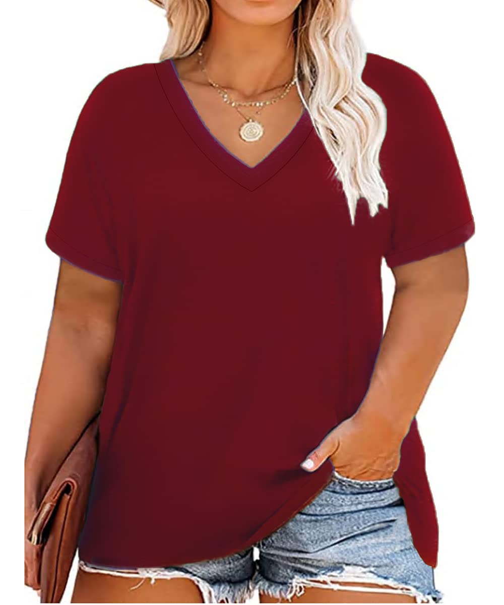 CARCOS Womens Plus Size Tops Short Sleeve Shirts V Neck Tunic Floral/Aniaml Blouses XL-5X