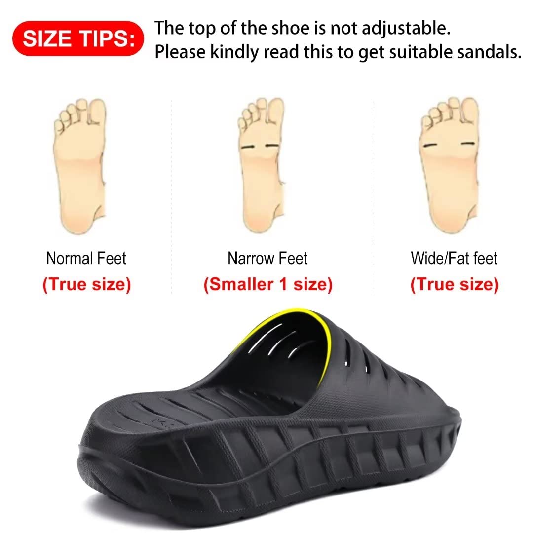 GPOS Mens Sport Recovery Sandals Plantar Fasciitis Thick Cushion Slides Sandals Lightweight Comfort Orthotic Slippers
