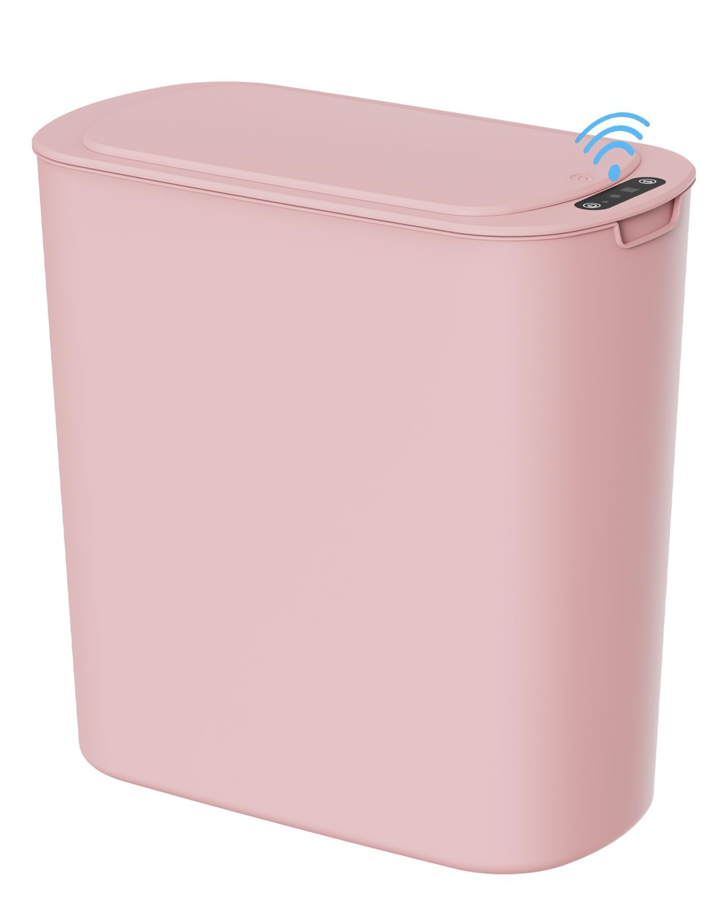 Cesun Automatic Motion Sensor Black Bathroom Trash Can with Lid, 2.6 Gallon Touchless Trash Bin, Smart Plastic Slim Garbage Can Small Wastebasket for Toilet, Office, rv, Bedroom, Living Room