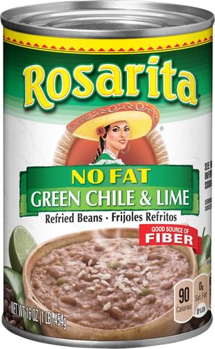 Rosarita No Fat Refried Beans with Green Chile and Lime, 16 oz