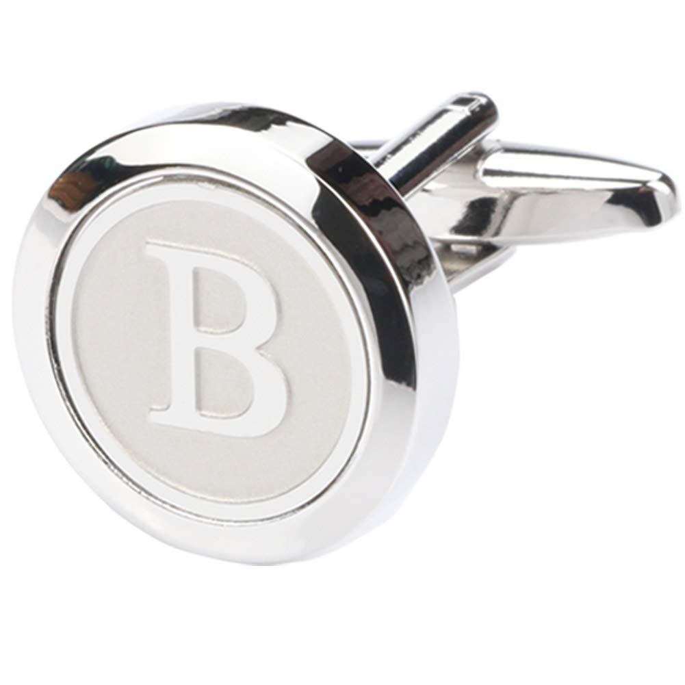 Mens Classic Stainless Steel Initial Cufflinks 26 Alphabet Initial Letter Cufflinks Business Wedding Shirts A-Z