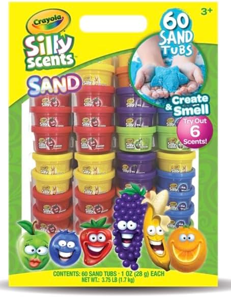 Crayola Silly Scents Play Sand – 60 Mini 1oz Tubs of Moldable Sensory Sand in 6 Bright Colors | Easter Day Party Favors, Classroom Prizes, Sensory Toys, Fidget & Creativity