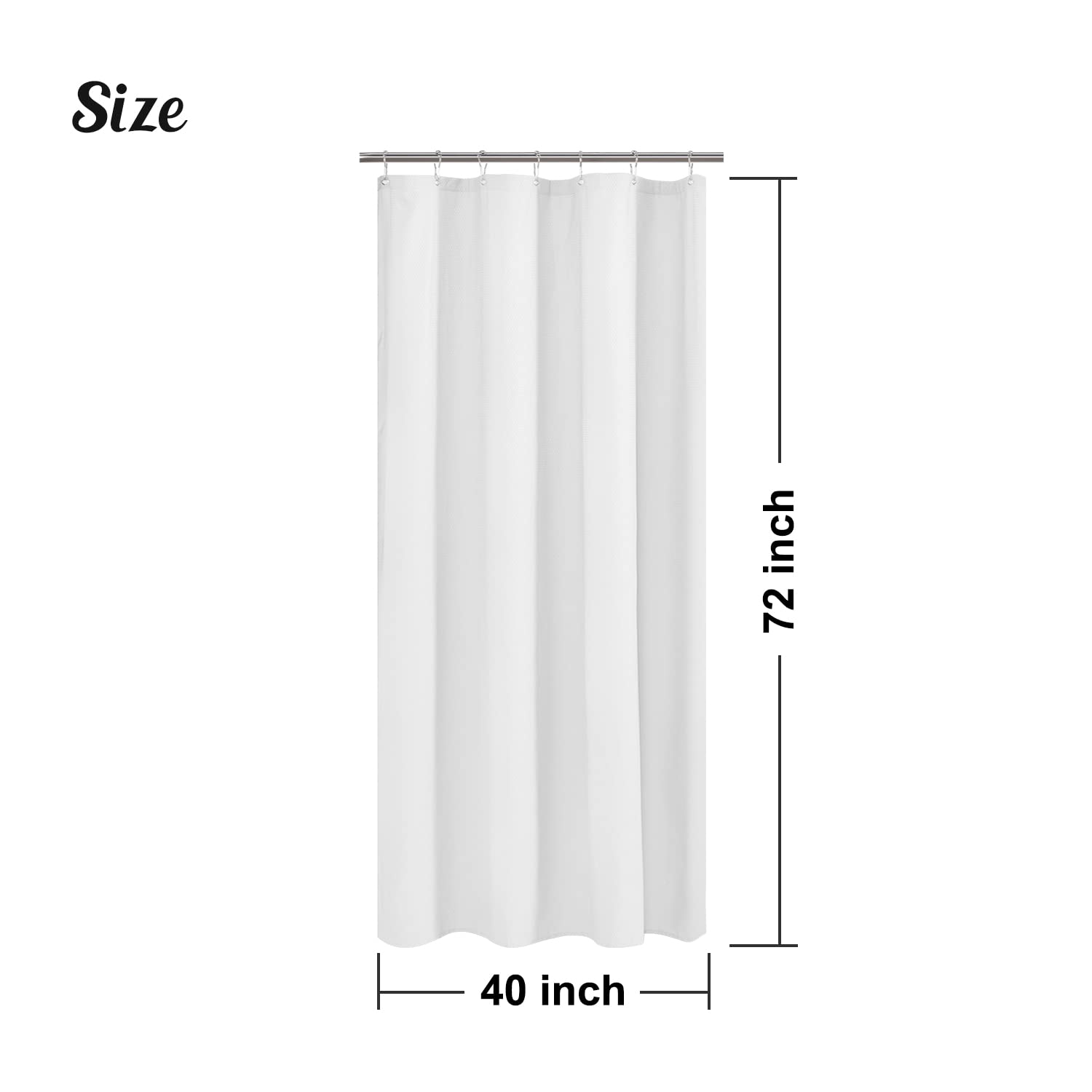 Mrs Awesome Embossed Microfiber Shower Curtain Liner 70 x 72 inches, Soft Fabric Shower Curtain Washable and Water Repellent,70x72, Cream