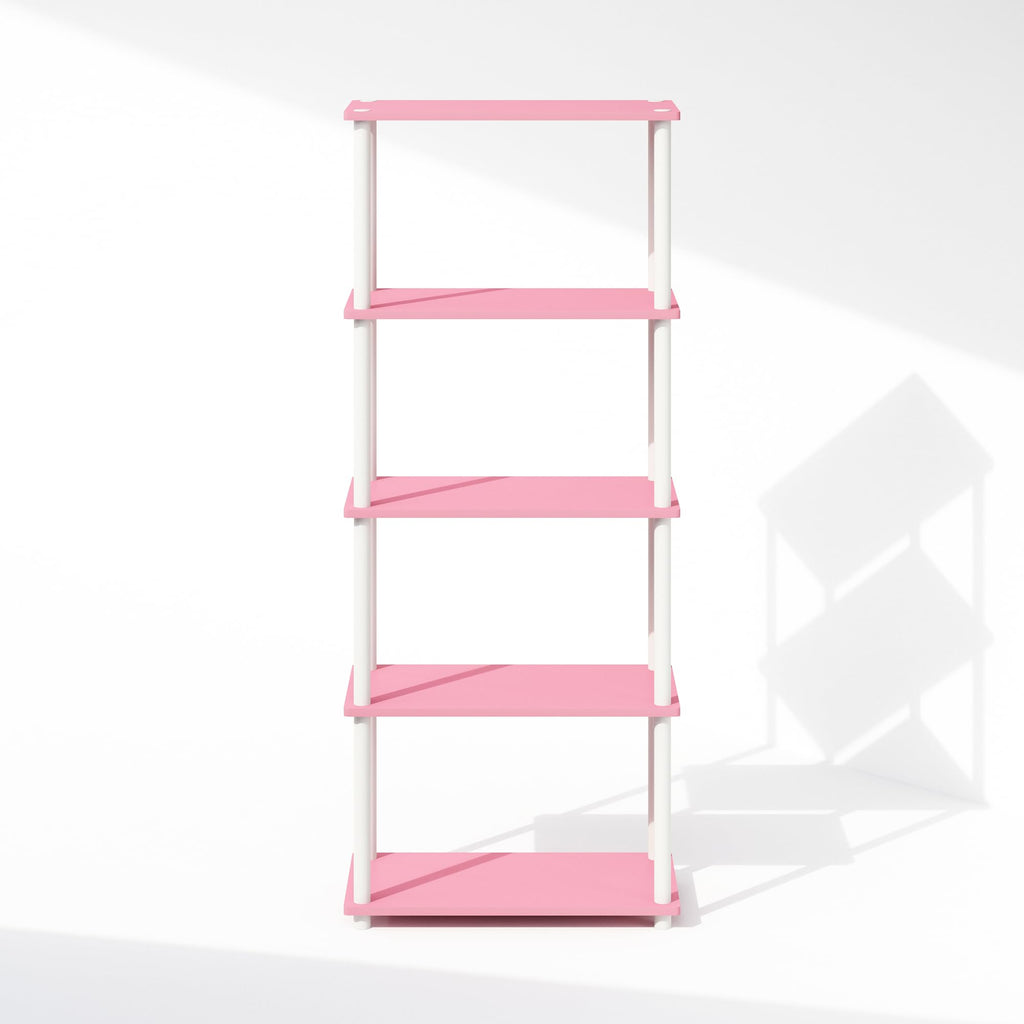 Furinno Turn-N-Tube Book Shelf, 4-Tier Bookshelf, Bookcase with Multipurpose Compact Display Rack, 11.6 x 23.6 x 43.2, for Living Room, Bedroom, Home Office, Americano/Black