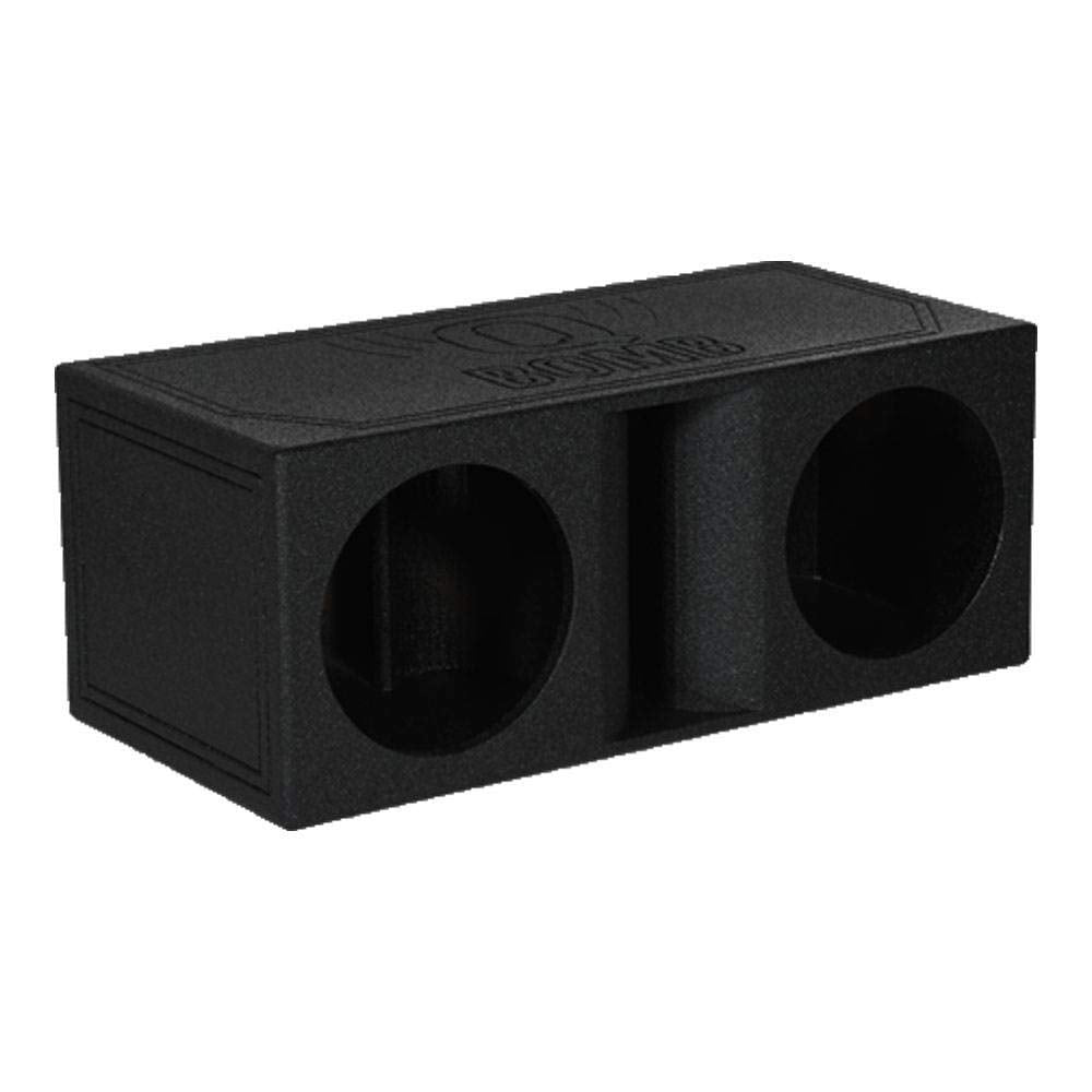 QPower 12 Inch Dual Subwoofer Box, High-Performance Vented Speaker Enclosure, Black - Car Audio and Sound System Accessories - Portable Equipment for Subwoofers