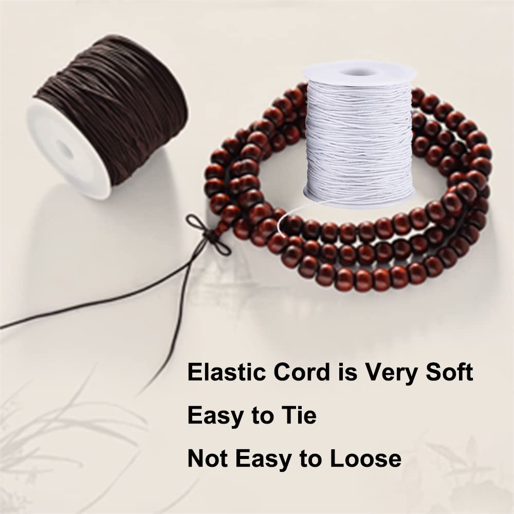 LUSTEMBER Elastic String for Bracelets, 1 mm x 110 Yards Sturdy Stretchy Elastic Cord for Jewelry Making, Necklaces, Beading - Black
