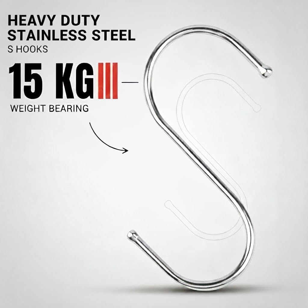 WHITECLOUDZ 20-Pack Black S Hooks for Hanging Plants, Metal S Hooks for Hanging Heavy-Duty, Closet Hooks for Hanging Clothes, Durable Kitchen Hooks for Hanging Utensils, Pots, Clothes & Bag
