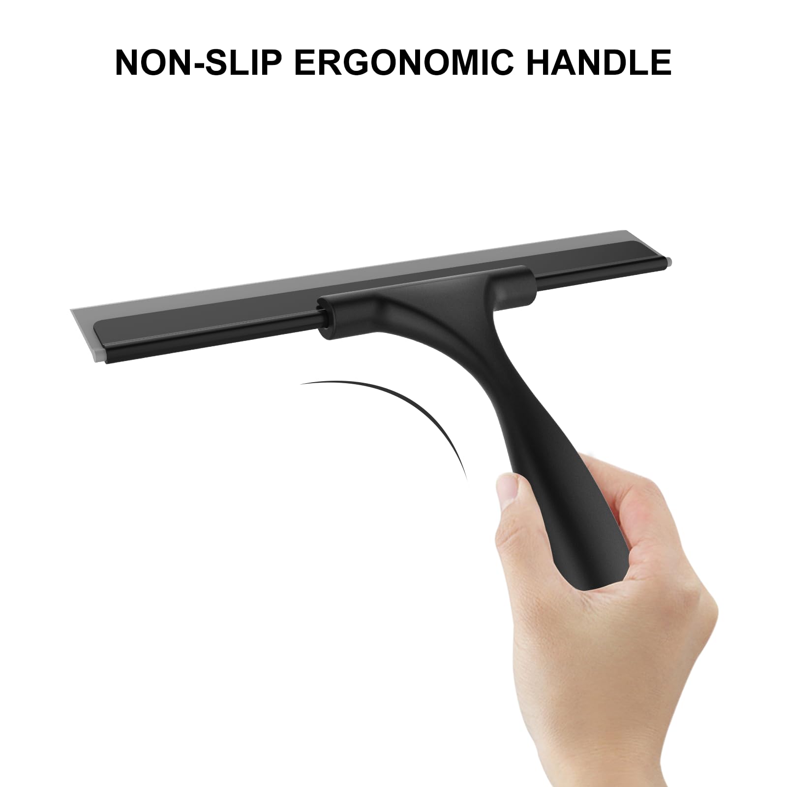 SetSail Squeegee for Shower Glass Door Stainless Steel Shower Squeegee for Glass Doors All-Purpose Window Squeegee for Tile Shower Walls, Sink, Mirror, Bathroom, Car Window Cleaning 10 Inches, Balck