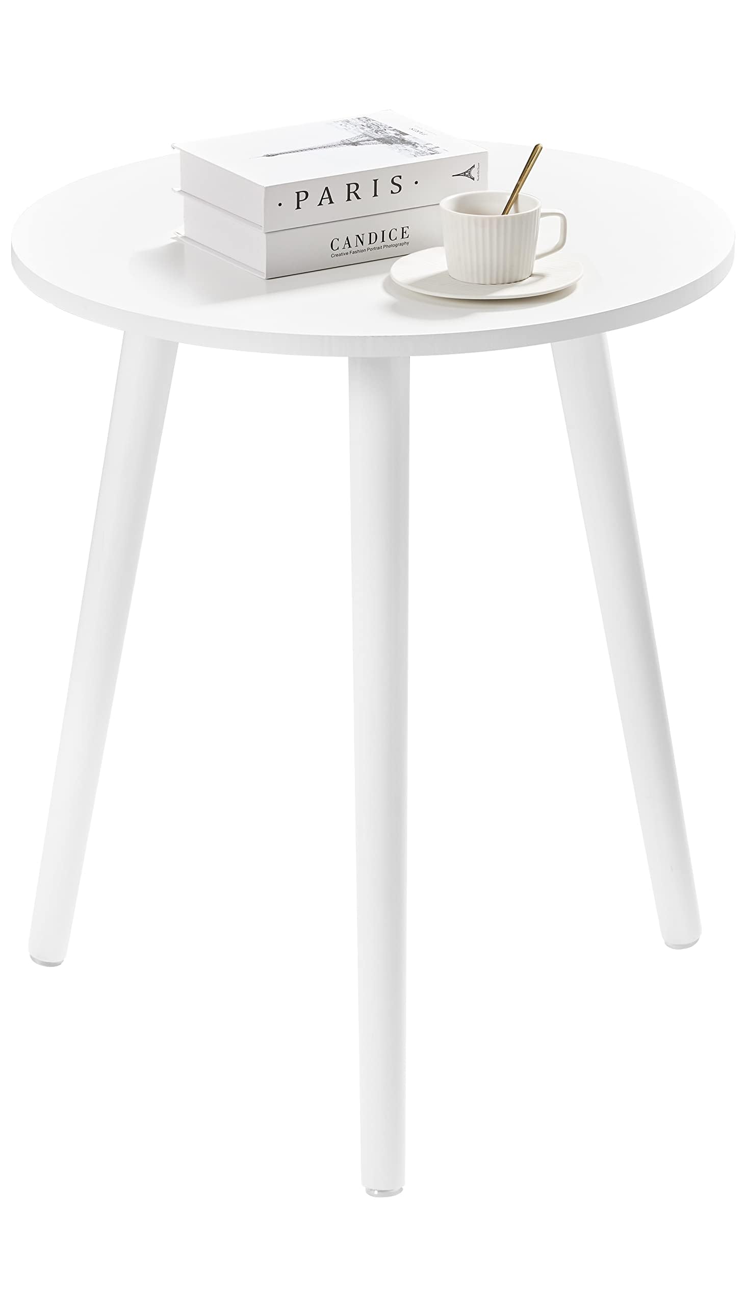 Apicizon Black Round Side Table, Black End Table Bedside Table Nursery with Wood Legs, Nightstand for Living Room, Bedroom, 16.5 x 20.5 Inches