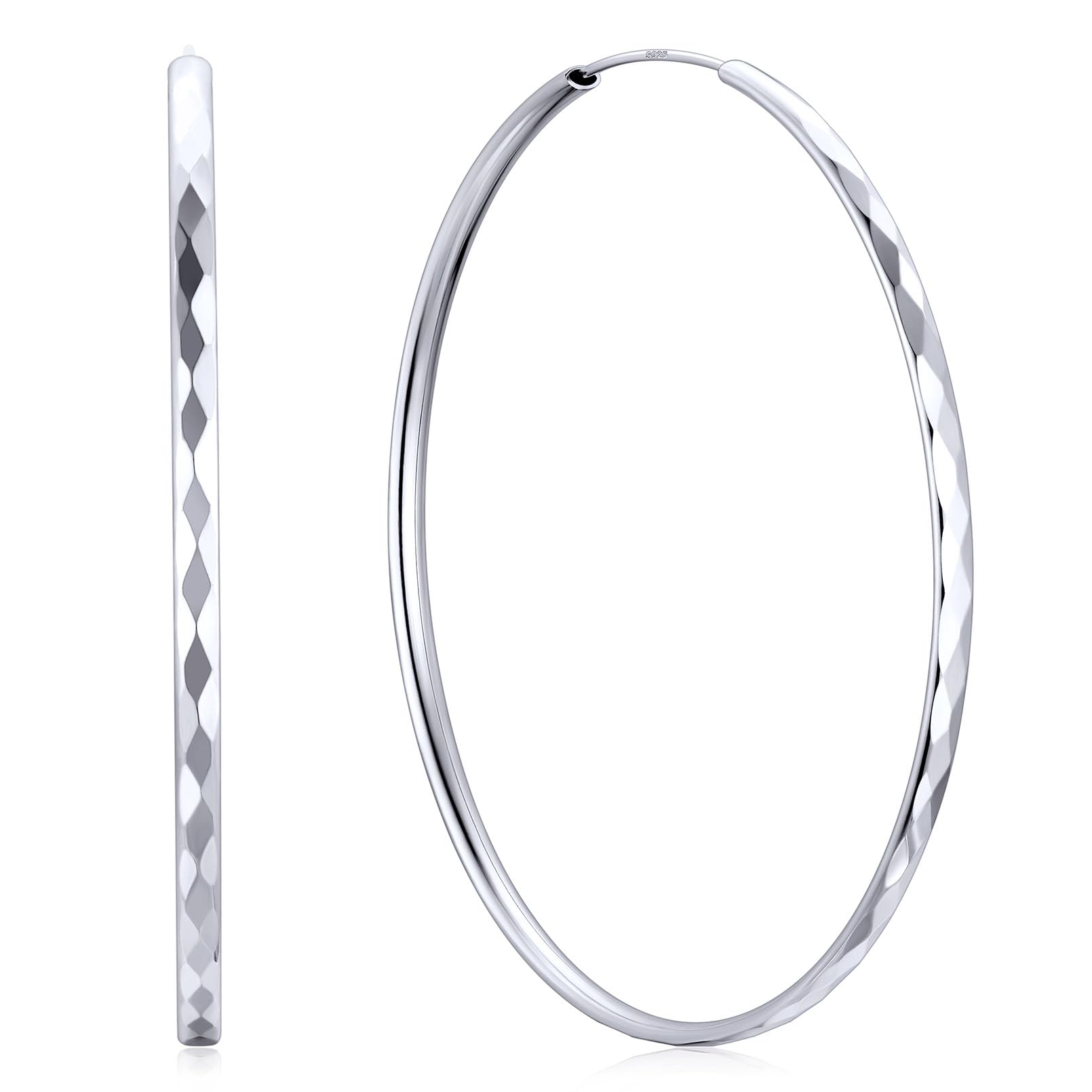 ChicSilver 925 Sterling Silver Hoop Earrings for Women Hypoallergenic, Lightweight Large Gold Plated Silver Hoop Earrings, Endless Hoops Earring 20/30/40/50/60/70MM