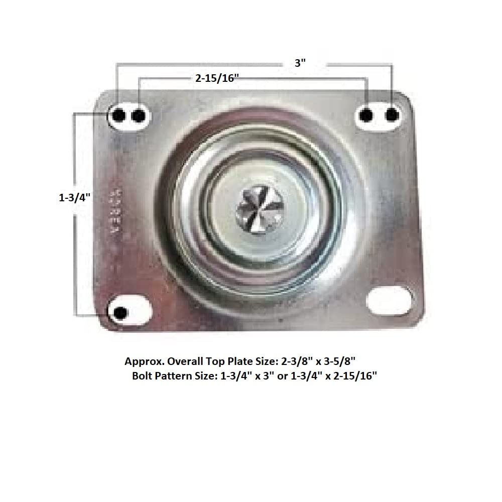 Set of 4 - Replacement Casters Compatible with Rubbermaid Commercial 4400 & 4500 Series Carts - 5" Non-Marking Wheels