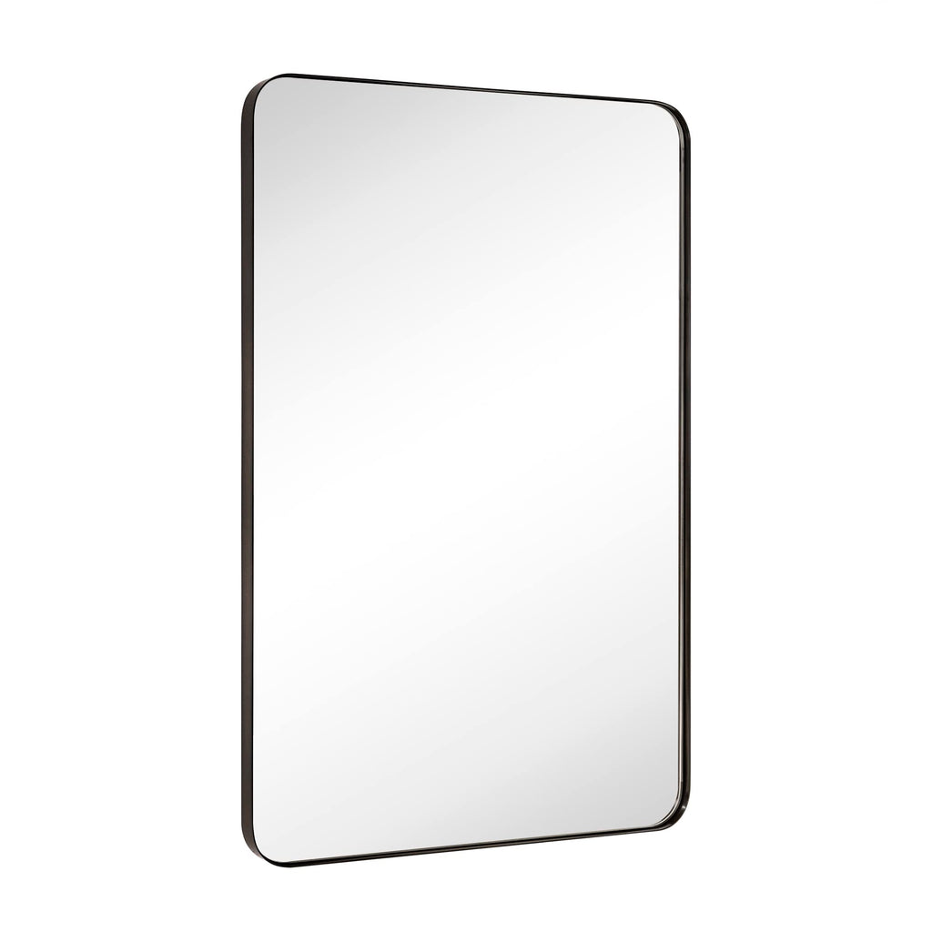 GRACTO 20x30 inch Brushed Nickel Stainless Steel Metal Framed Bathroom Mirror for Wall Mounted Rounded Rectangular Bathroom Vanity Mirror