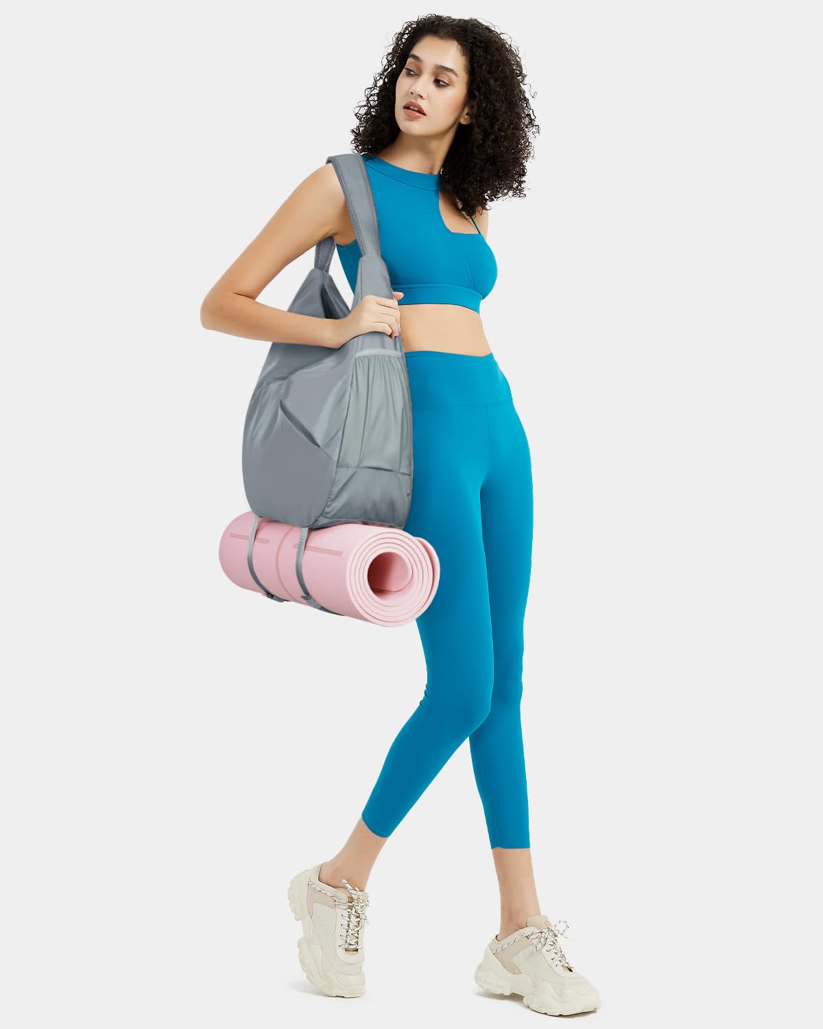 Ceneda Large Gym Bag for Women with Hidden Yoga Mat Holder & Shoe Compartment & Wet Pocket, Sports Duffle Bag for Travel