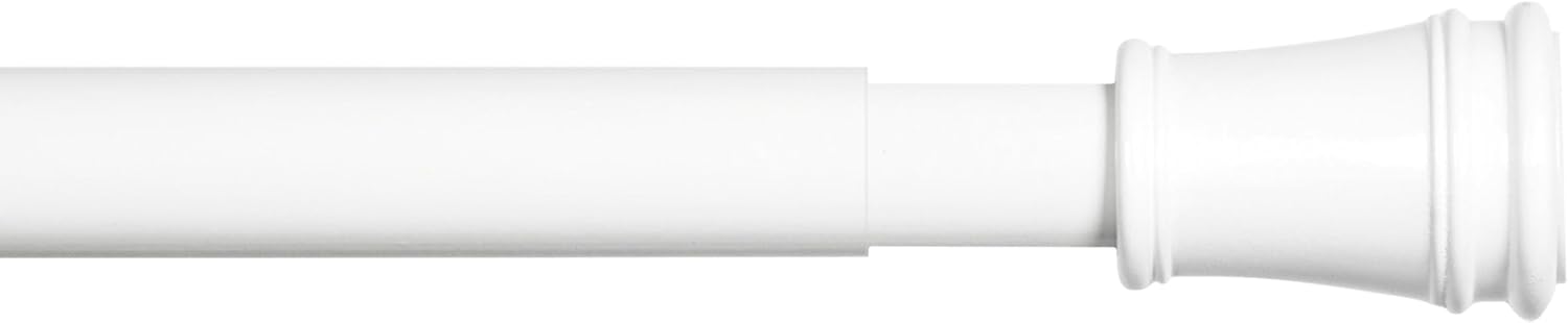 Kenney – Rogers Twist & Fit Tension Window Curtain Rod, No Tools Installation, 5/8" Diameter, Adjustable 48–84", White