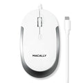 Macally Wired USB C Mouse for Mac and PC - Slim, Quiet, and Reliable - Type C Mouse for MacBook Pro/Air, iMac, Apple iPad, Laptop, Computer Desktop with 3 Button, Scroll Wheel, USBC, and 4 DPI Mode