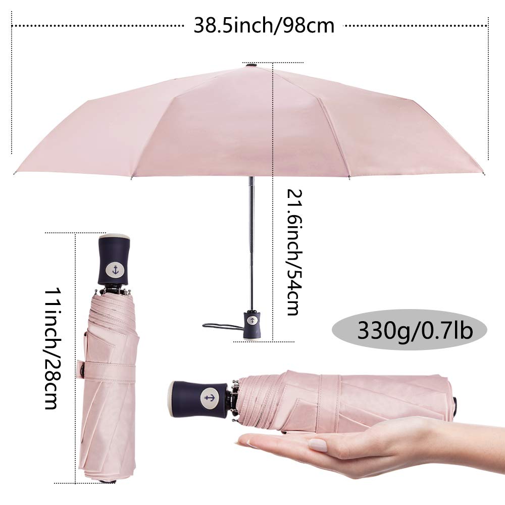 DBA FDJASGY Sun Umbrella Compact Folding Travel Umbrella Auto Open and Close for Windproof, Rainproof & 99.9% UV Protection Parasol with Black Anti-UV Coating