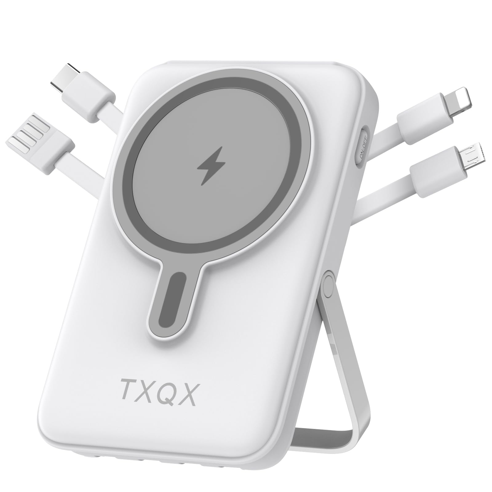 for Magsafe Battery Pack,10000mAh Magnetic Power Bank 22.5W PD Fast Charging with LED Display,Wireless Portable Charger with Built-in Cables and Stand for iPhone 17/16/15/14/13/12/Pro/Pro Max