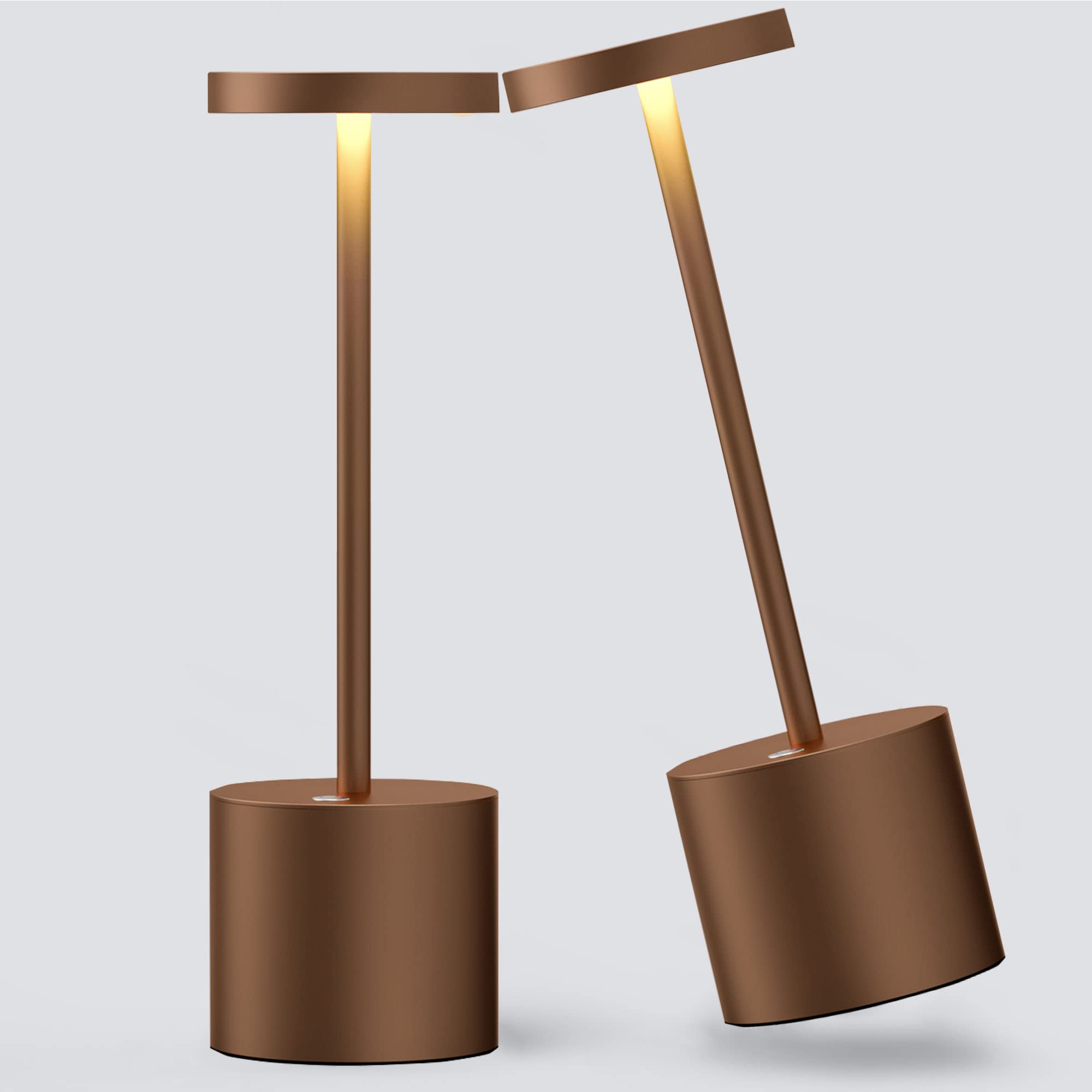 2Pack Cordless Table Lamp, Rechargeable LED Battery 5000mAh Metal USB Portable Powered Desk Lamp, 3 Levels Brightness Light for Restaurants Outdoor (2pack 10.25in Titanium)