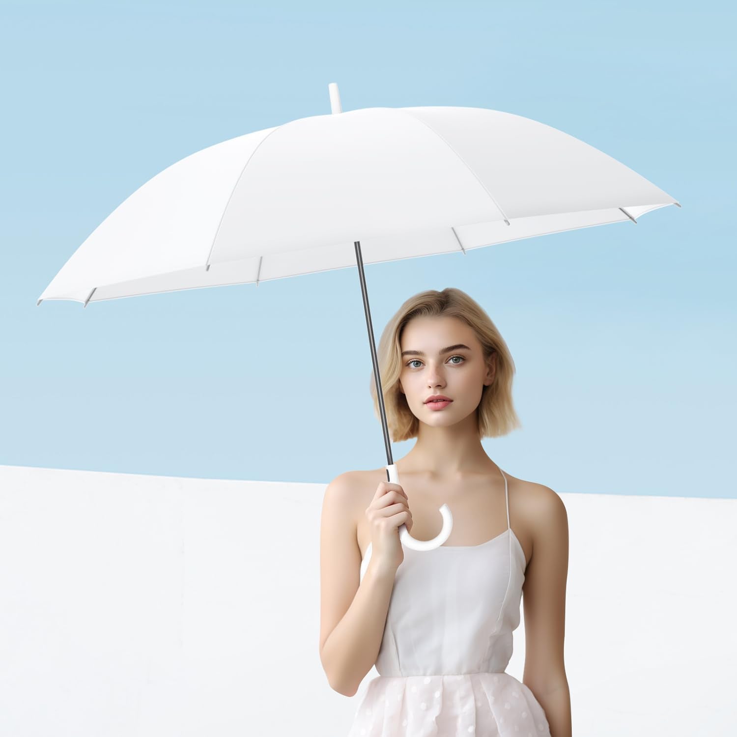 RUMBRELLA UV Stick Umbrella Auto Open UPF 50+ with J Hook Handle 51IN