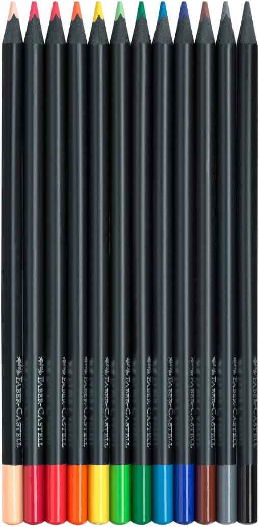 Faber-Castell Black Edition Colored Pencils| Great Back to School Art Supplies | Classic (12 Count)