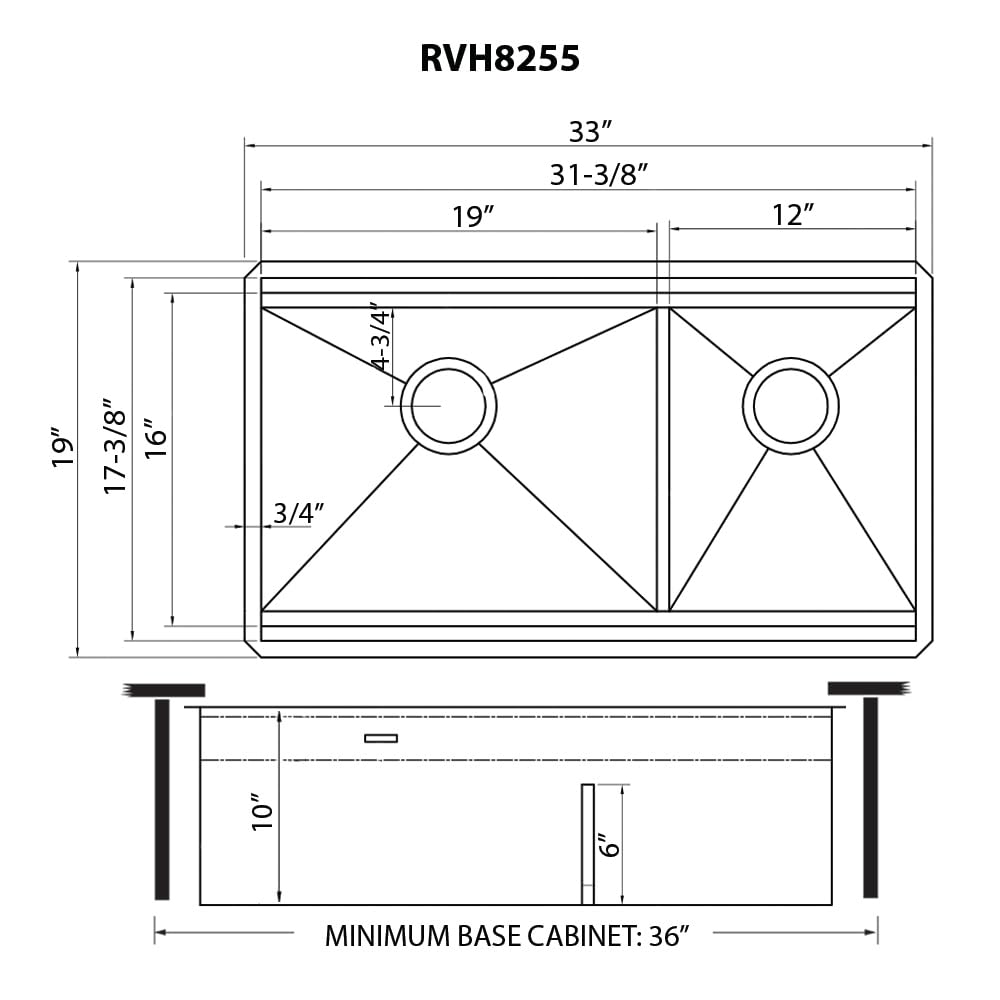 Ruvati 33-inch Workstation Kitchen Sink - Dual Tier Double Bowl Kitchen Sink - Low Divide Undermount Sinks - 16 Gauge Stainless Steel Kitchens Sinks - RVH8255