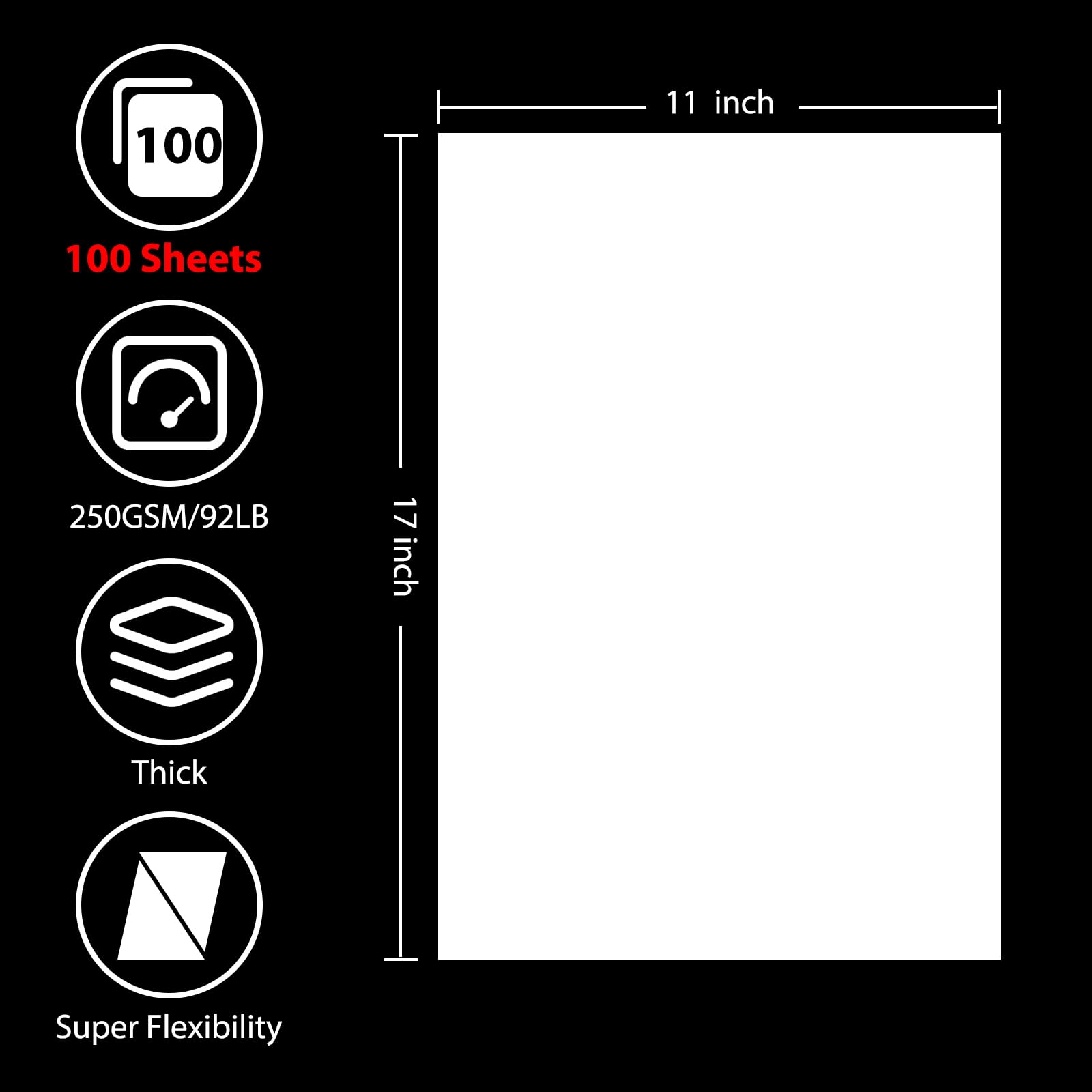 OcePor 100 Sheets Black Cardstock 8.5” x 11”, 92lb/250gsm Black Card Stock, Thick Card Stock Paper, Heavy Cardstock Paper for Printer, Resume, Scrapbooks, Art, Crafts, Business Cards