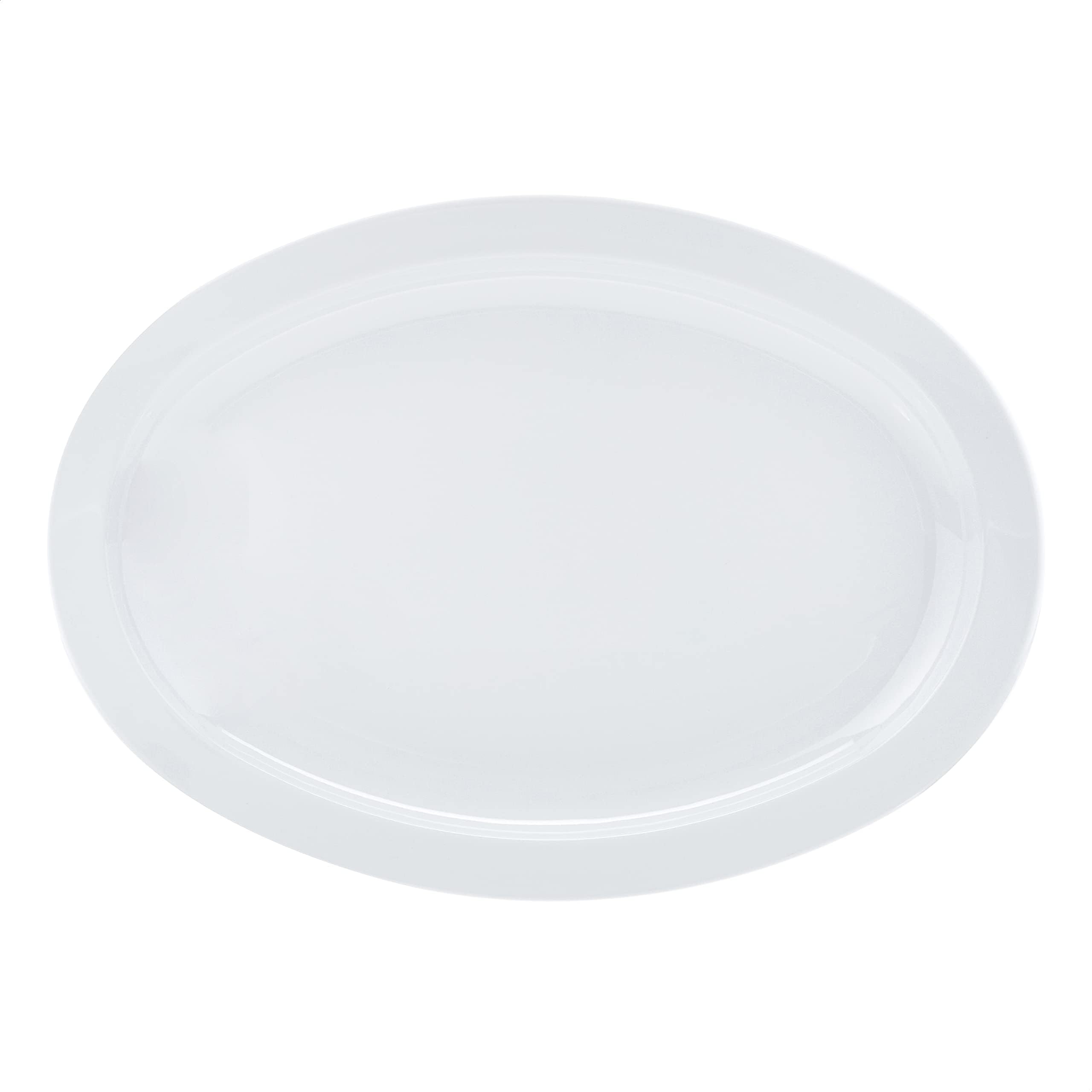 Amazon Basics Melamine Oval Serving Platter for Restaurants and Home, Dishwasher Safe, BPA Free, Break and Crack Resistant, Narrow Rim, 13" x 9.75", White, 6-Piece Set