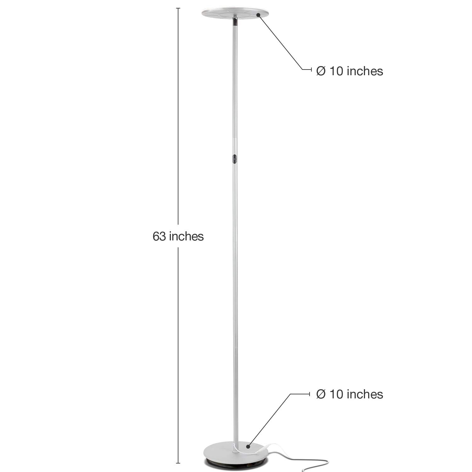 Brightech Sky LED Floor lamp, Torchiere Super Bright Floor Lamp for Living Room Decor & Office - Dimmable, Tall Standing Lamp with Warm Light for Bedroom & Reading - Bronze