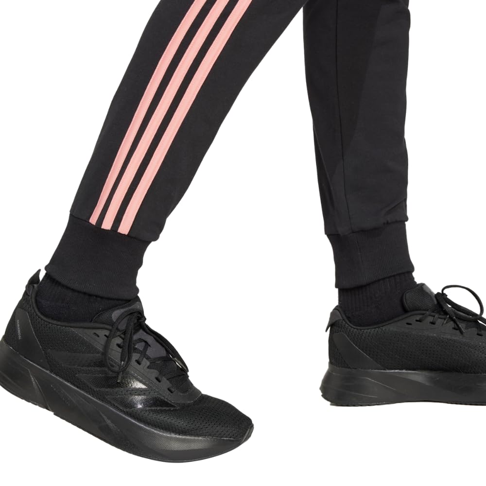 adidas Womens 3-Stripes Drawstring Sweatpants Training Casual - Black