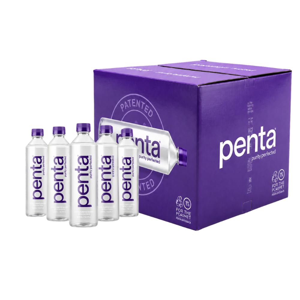 Penta Ultra-Purified Water, Oxygen Infused Natural pH Hydration, Solar-Powered 13 Step Purification Process,16.9 Fl Oz (Pack of 24)