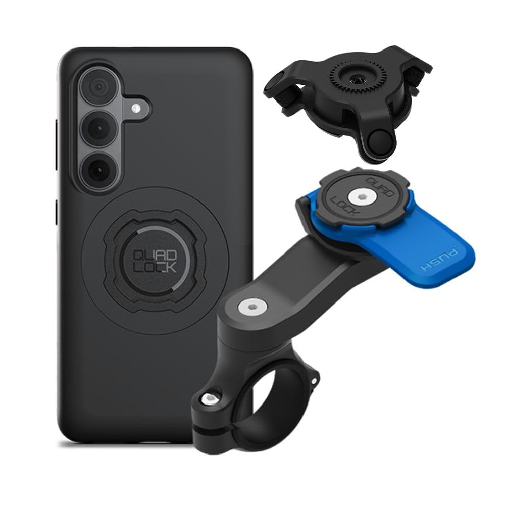 Quad Lock Motorcycle Handlebar Mount Kit with Vibration Dampener and MAG Phone Case for Samsung Galaxy S23