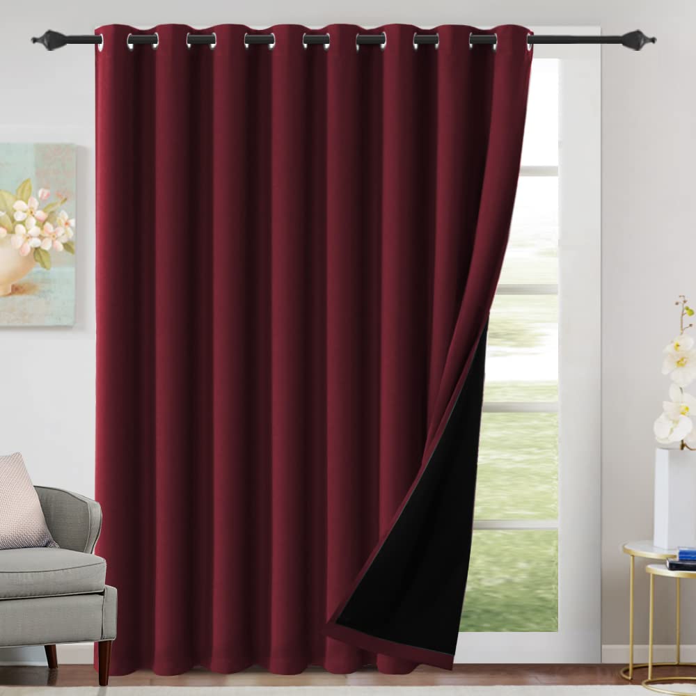 H.VERSAILTEX 100% Blackout Curtains Thermal Insulated Full Blackout Curtains for Living Room Energy Efficiency Window Drapes for Bedroom with Black Liners 1 Panel, 52x63 Inch, Burgundy