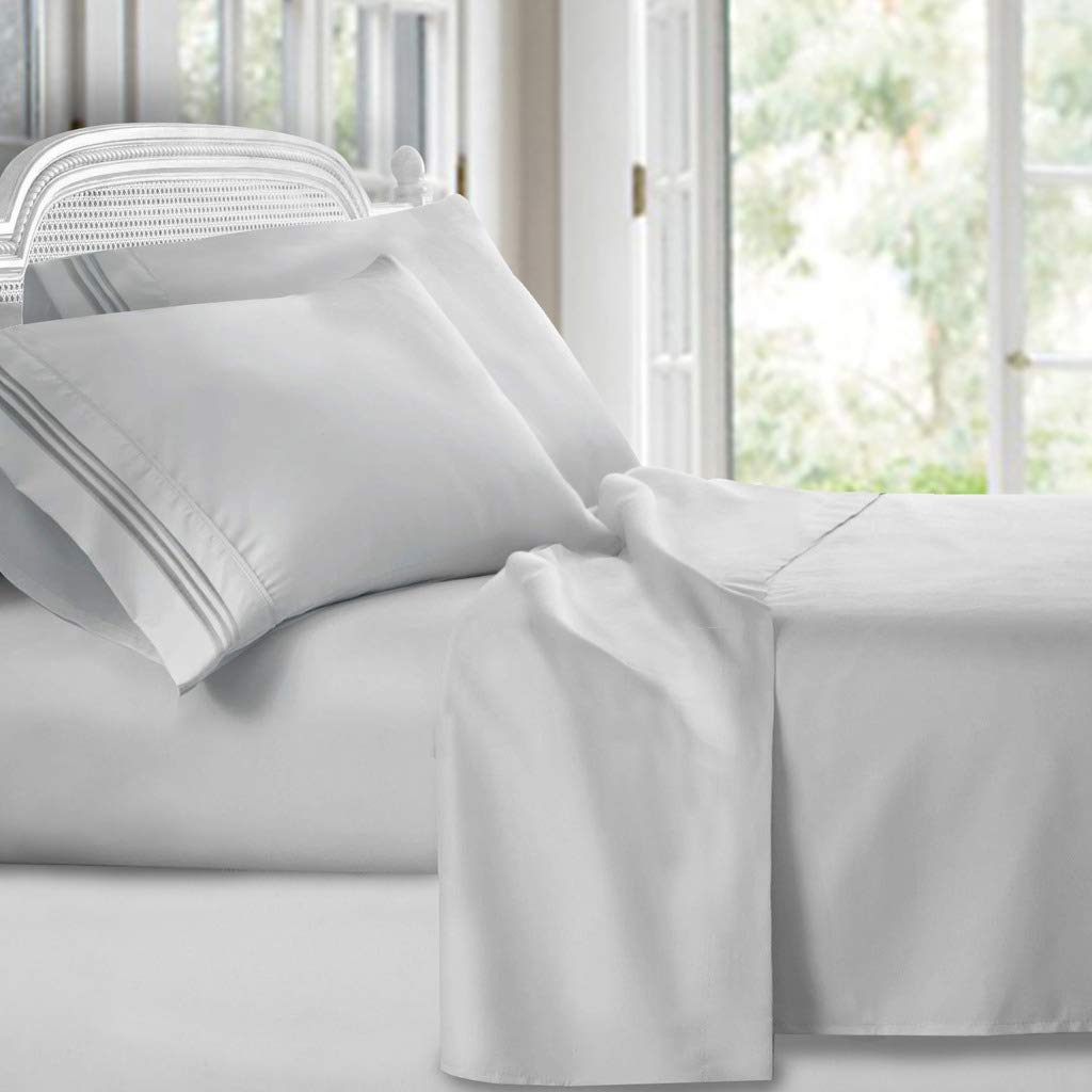 Clara Clark Bed Sheets, Premier 1800 Series 4 Piece Bed Sheet Set, Deep Pocket, Wrinkle, Fade, Stain Resistant, Luxury Soft Bedding Sheets & Pillowcases, Twin, Beach Blue