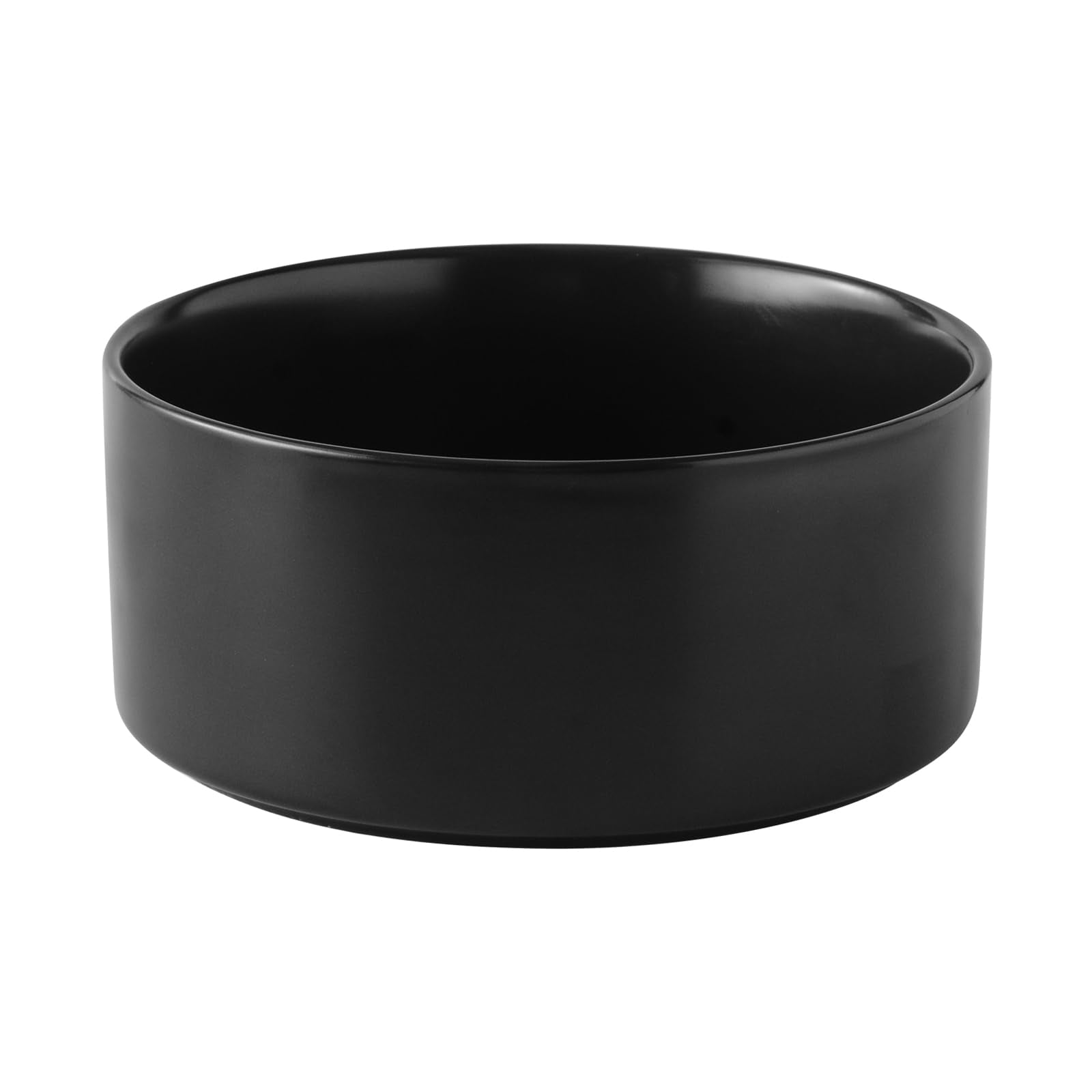 6'' Ceramic Raised Dog Bowl - 30Oz Dog Food & Water Bowl with Elevated Non-Slip Bamboo Stand, Dishwasher & Microwave Safe, Anti Vomiting Heavy Duty Pet Bowl for Small and Medium Dogs, Black