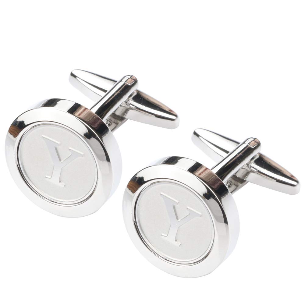 Mens Classic Stainless Steel Initial Cufflinks 26 Alphabet Initial Letter Cufflinks Business Wedding Shirts A-Z