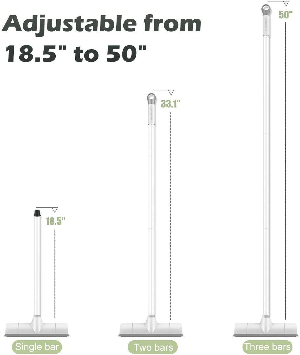 BOOMJOY Floor Scrub Brush with 57" Long Handle, 12" Wide Head, 2 in 1 Scrape and Brush, Stiff Bristle for Cleaning Bathroom, Patio, Kitchen, Tile, Wall and Deck