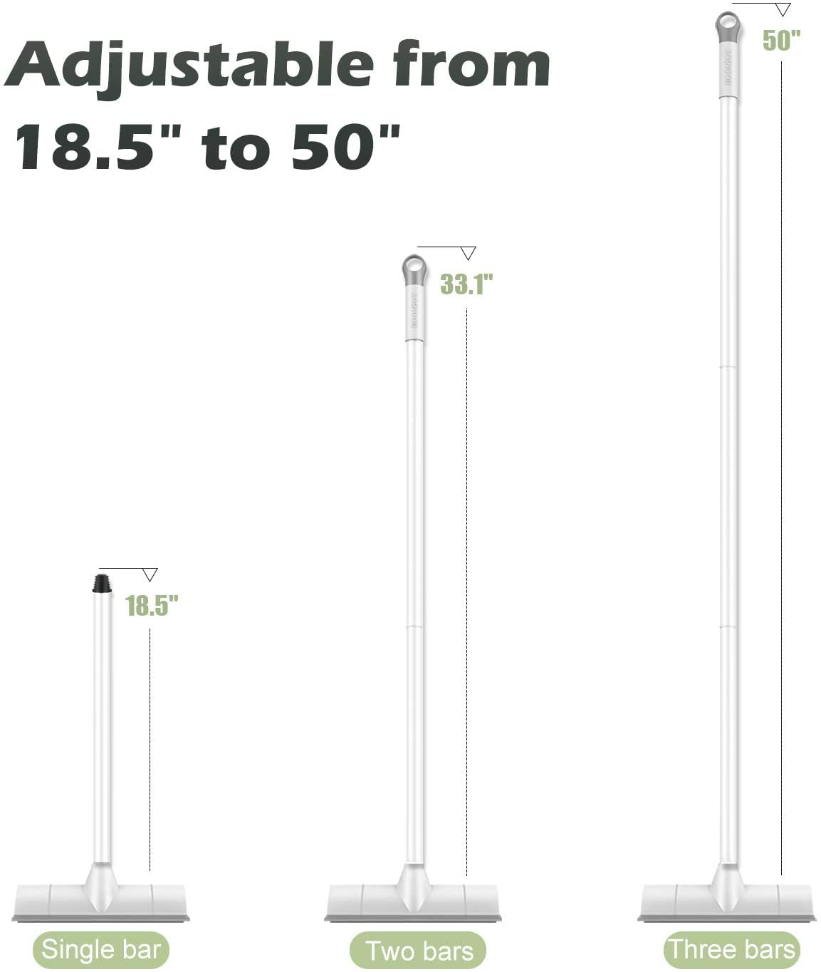 BOOMJOY Floor Scrub Brush with 57" Long Handle, 12" Wide Head, 2 in 1 Scrape and Brush, Stiff Bristle for Cleaning Bathroom, Patio, Kitchen, Tile, Wall and Deck