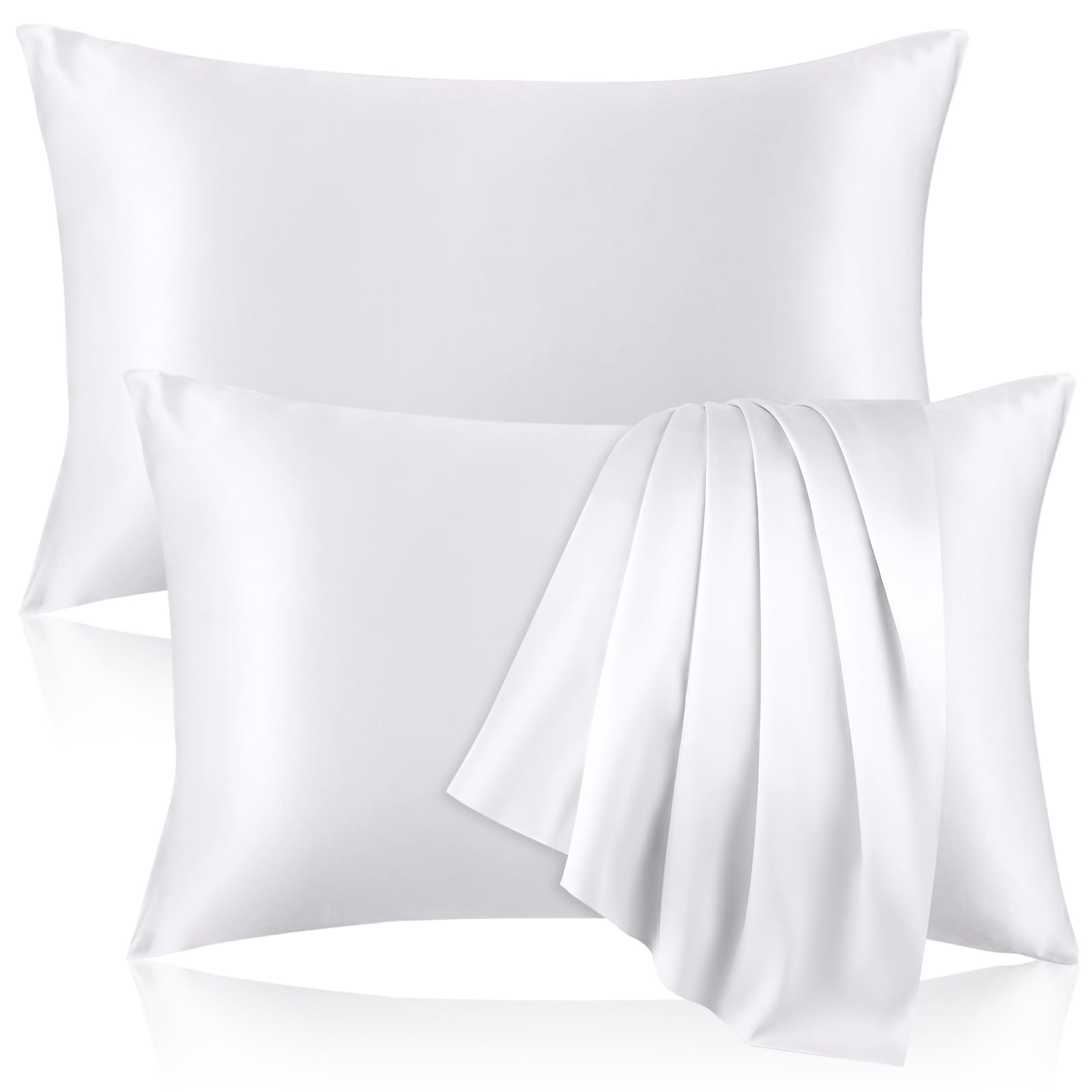 2 Pack 100% Pure Silk Pillowcase for Hair and Skin, Both Sides Mulberry Silk Pillowcases with Hidden Zipper, Cooling Pillowcase 19 Momme, 600 Thread Silk Pillow Cases Standard Size, Apricot
