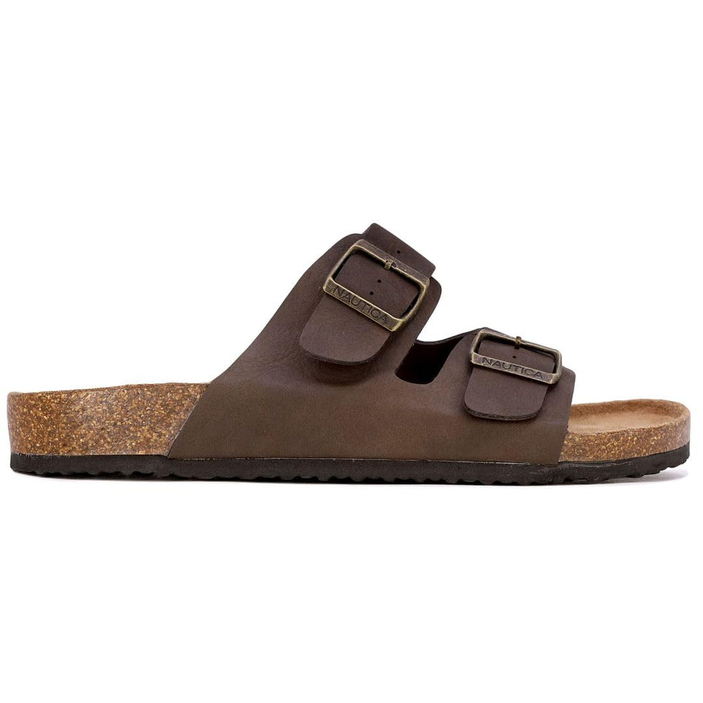 Nautica Men's Sandals - Casual Slides with 2 Adjustable Buckle Straps and Cork Footbed for Ultimate Comfort and Style (Regular/Wide Width, Big Size)