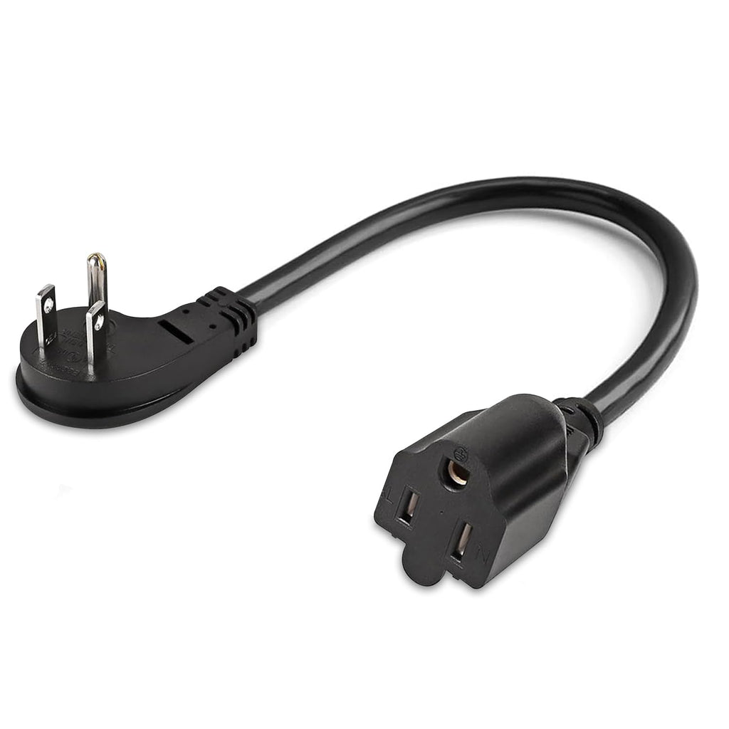 1875W Short Extension Cord,15A 14AWG Low Profile Flat Plug Heavy Duty Extension Cord Outlet Saver 3-Prong Grounded Power Extension Cable (White 1 Feet)