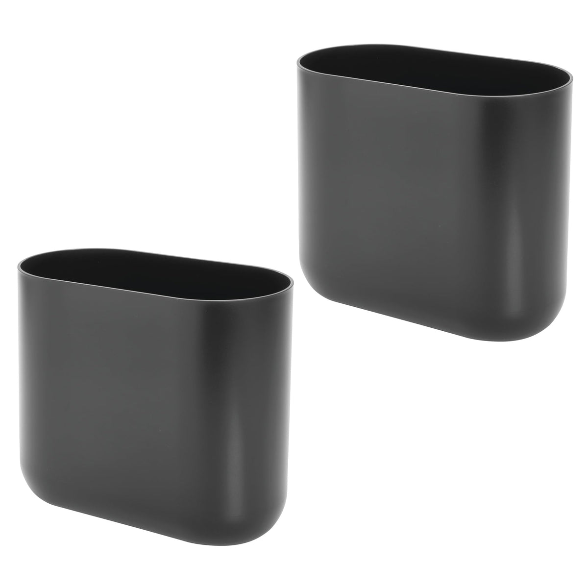 iDesign Small Slim Plastic Bathroom Trash Can, Black | Garbage Can for Bedroom, Office, Desk, Dorm