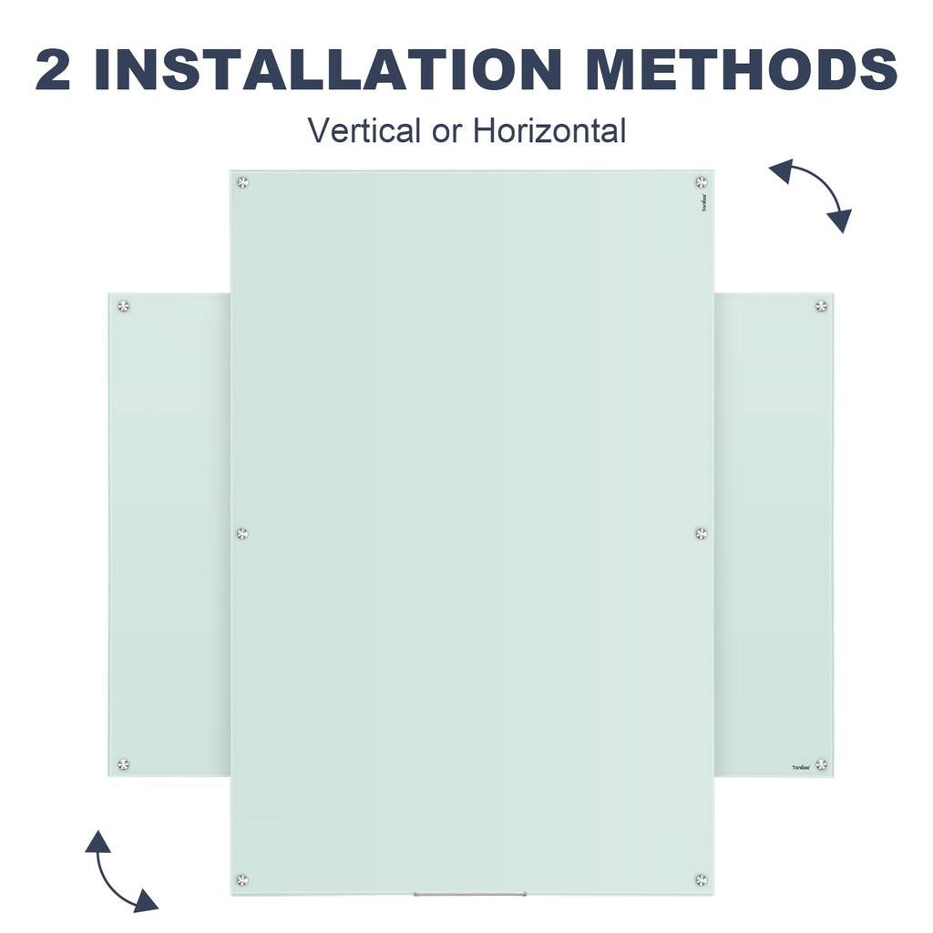 Dry Erase Board Black Magnetic Glass Whiteboard, TANKEE Modern Large Frameless Tempered Glass White Board for Wall, Office, School, Home, 36” x 24”, 3' x 2' White Board