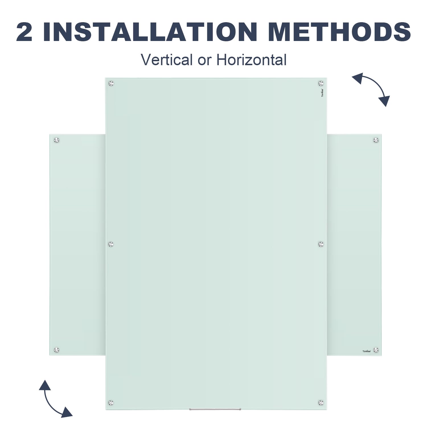 Dry Erase Board Black Magnetic Glass Whiteboard, TANKEE Modern Large Frameless Tempered Glass White Board for Wall, Office, School, Home, 36” x 24”, 3' x 2' White Board