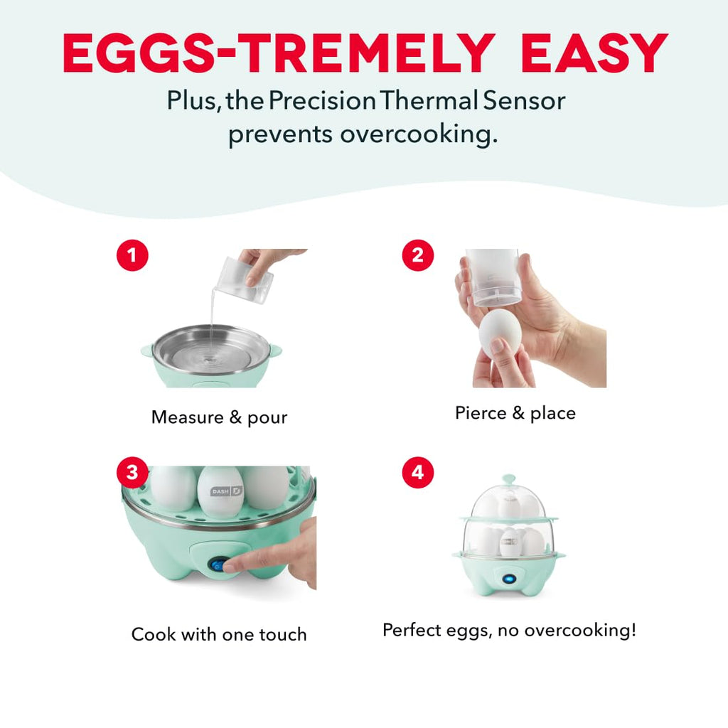 Dash Deluxe Egg Cooker - Boiler, Poacher & Steamer - Includes Measuring & Recipe Guide - Dishwasher Safe - BPA Free - Holds 12 Eggs, Aqua