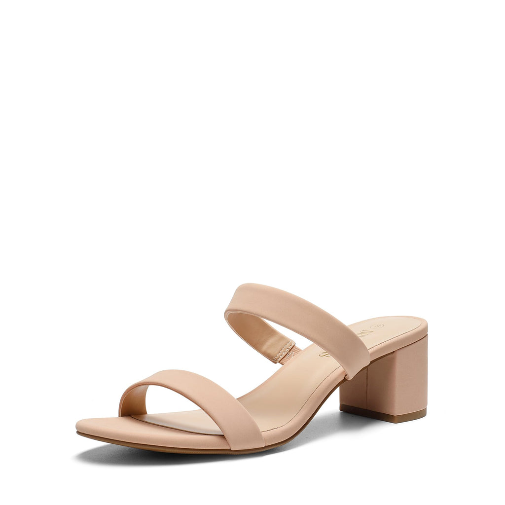 DREAM PAIRS Women's Two Strap Open Toe Low Block Chunky Heels Sandals Dress Pumps Casual Summer Mules Shoes