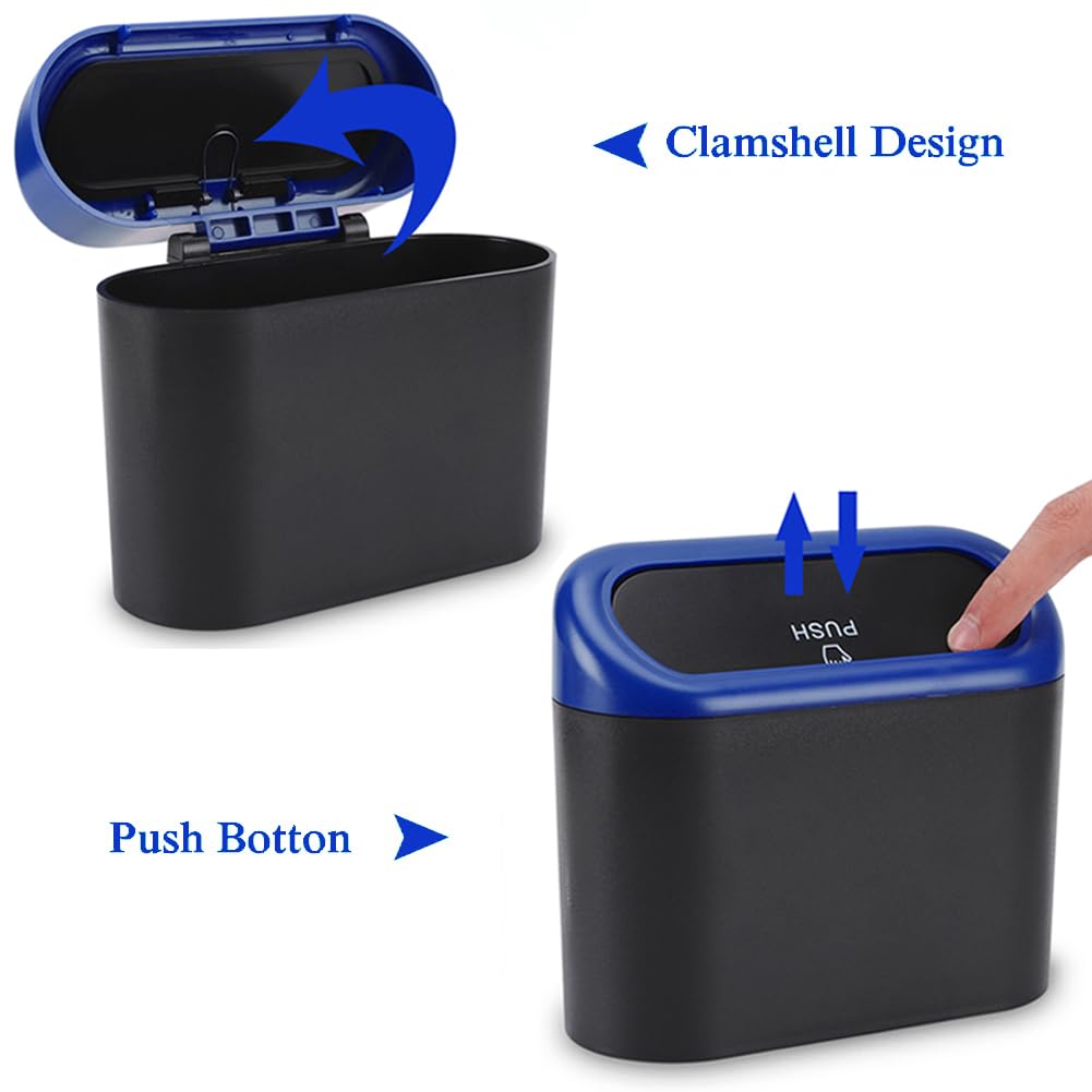 Accmor Car Trash Can with Lid, Mini Auto Dustbin Garbage Organizer with 30 Pcs Plastic Trash Bag, Automotive Garbage Container Bin for Vehicle, Home, Office