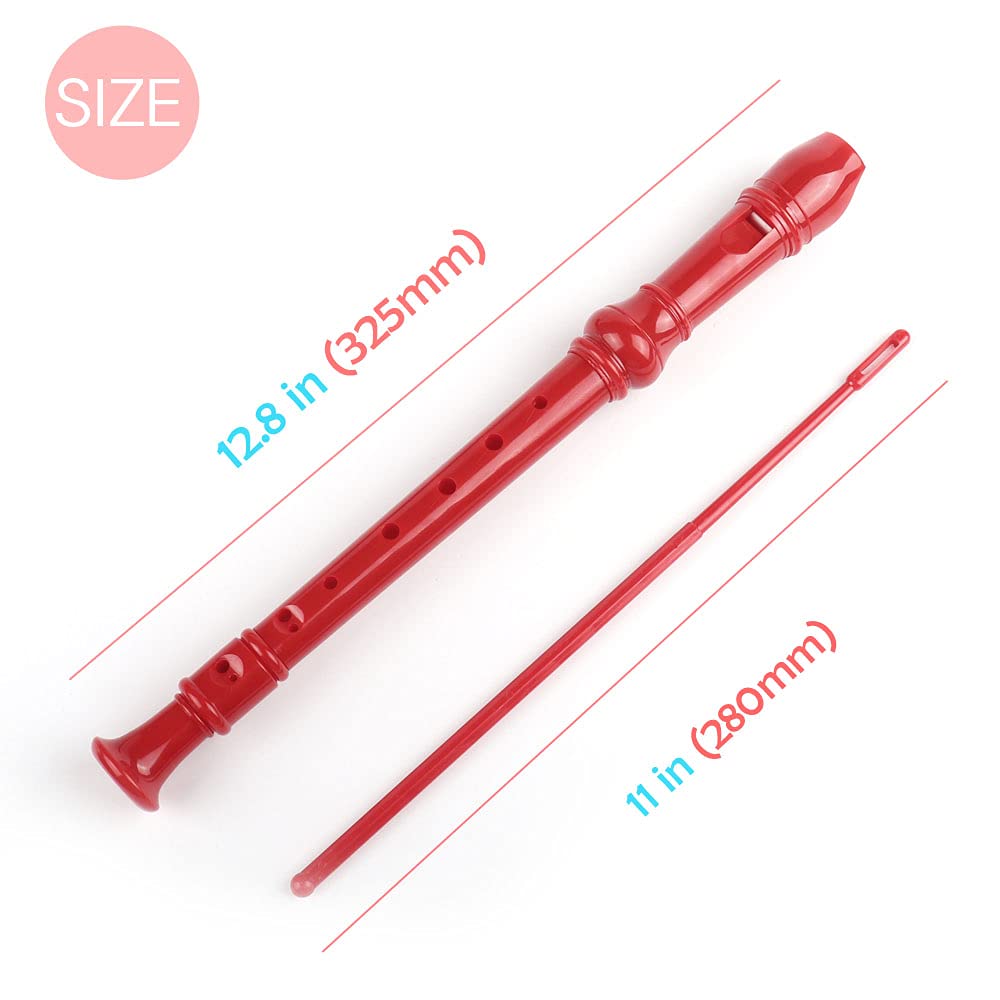 Mr.Power Maple Wooden Soprano Recorder, C Key German Style Fingering 8 Holes 2 Piece School-Approved Musical Instrument Pupil Student Educational (Wood Color)